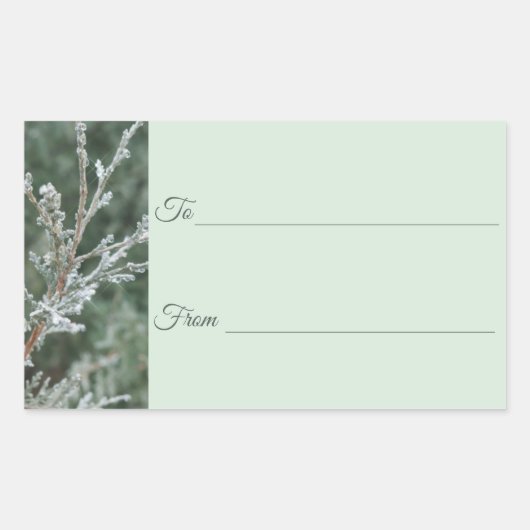 エバグリーン霜の降りたジュニパークリスマスギフトラベル 長方形シール (正面)