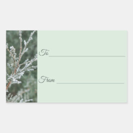 エバグリーン霜の降りたジュニパークリスマスギフトラベル 長方形シール
