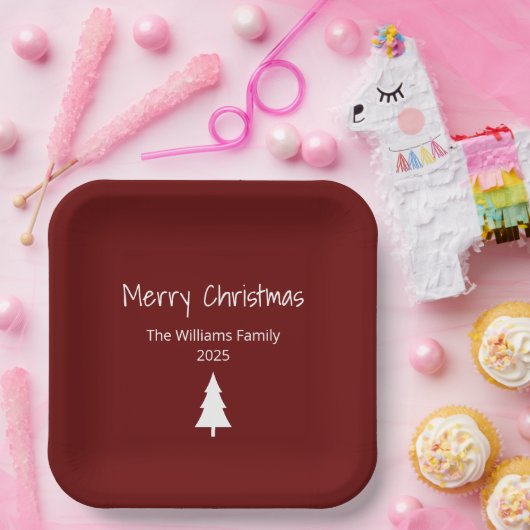 エバシンプルーグリーンモダンクリスマスパーティー赤 ペーパープレート (パーティー)