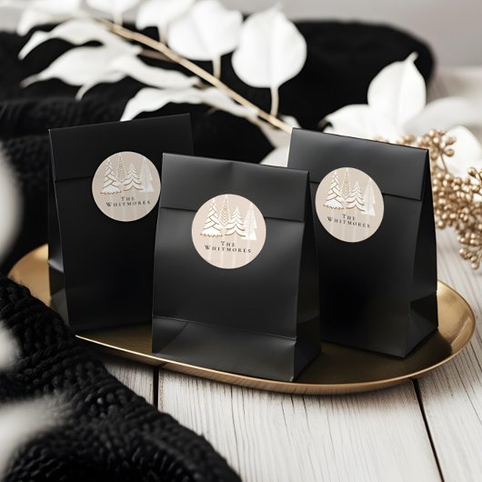 エバパーソナライズされたエレガントーグリーンクリスマスデザイン ラウンドシール