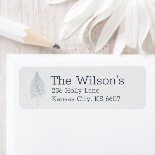 エバミニマルーグリーンツリーホリデイラベルのスケッチ ラベル (インサイチュ)