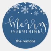 エバメリーートホリデースノーフレークネイビーブルー ラウンドシール (正面)