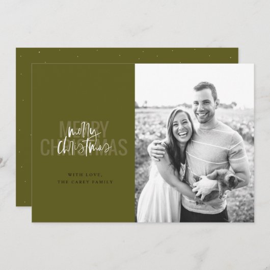 エバモダンーグリーンインヴィットでのダブルメリークリスマス シーズンカード (正面/裏面)