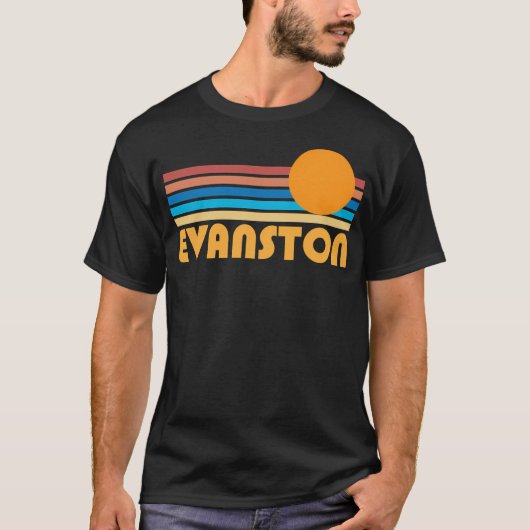 エバンストンレトロサンセットロゴ Tシャツ (正面)