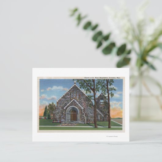 エバンストン、ワイオミング州 - 聖マグダラのマリー教会の眺め ポストカード (スタンド正面)