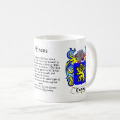 エバンズの家紋のマグ コーヒーマグカップ (正面右)