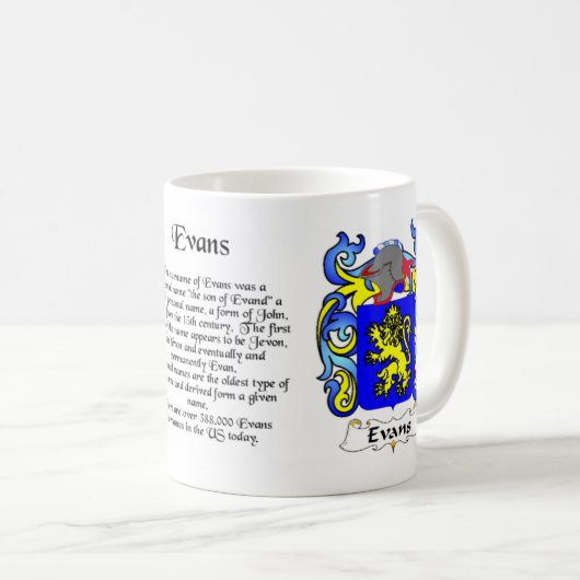 エバンズの家紋のマグ コーヒーマグカップ (正面右)