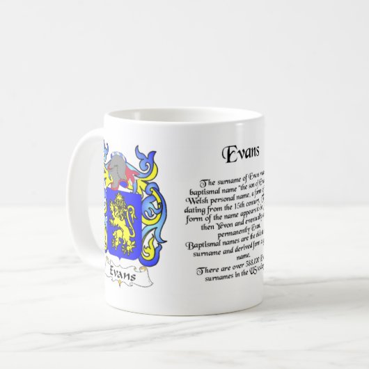 エバンズの家紋のマグ コーヒーマグカップ (正面左)