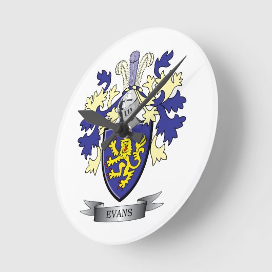 エバンズの家紋の紋章付き外衣 ラウンド壁時計 (傾斜)