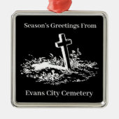 エバンズシティ墓地からのシーズンズグリーティング メタルオーナメント (正面)