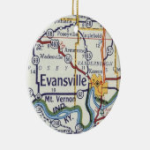エバンズヴィルインディアナヴィンテージの地図 セラミックオーナメント (右)