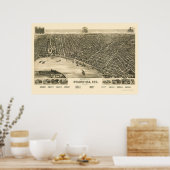 エバンズヴィル,パノラママップ – 1888 ポスター (キッチン)