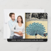 エバーアフターアールデコピーコックゴールデン結婚フォレストズ 招待状 (裏面)