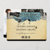 エバーアフターアールデコピーコックゴールデン結婚フォレストズ 招待状 (正面/裏面)