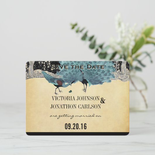 エバーアフターアールデコピーコックゴールデン結婚フォレストズ 招待状 (スタンド正面)