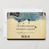 エバーアフターアールデコピーコックゴールデン結婚フォレストズ 招待状 (正面)