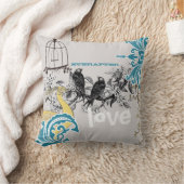 エバーアフターブライドティール(緑がかった色)イエローグレーピーコックバードケージ クッション (ブランケット)