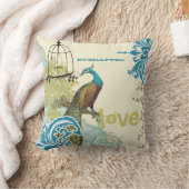 エバーアフターブライドティール（緑がかった色）ライムピーコックバードケージ クッション (ブランケット)