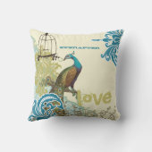 エバーアフターブライドティール（緑がかった色）ライムピーコックバードケージ クッション (裏面)