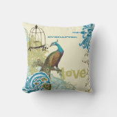 エバーアフターブライドティール（緑がかった色）ライムピーコックバードケージ クッション (正面)