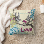 エバーアフターブライドティール（緑がかった色）ライム&プラムバードバードケージ クッション (ブランケット)