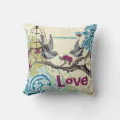 エバーアフターブライドティール（緑がかった色）ライム&プラムバードバードケージ クッション (正面)