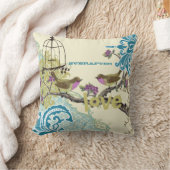 エバーアフターブライドティール(緑がかった色)ライム&プラムバードバードケージ クッション (ブランケット)