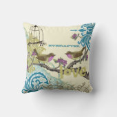 エバーアフターブライドティール(緑がかった色)ライム&プラムバードバードケージ クッション (裏面)