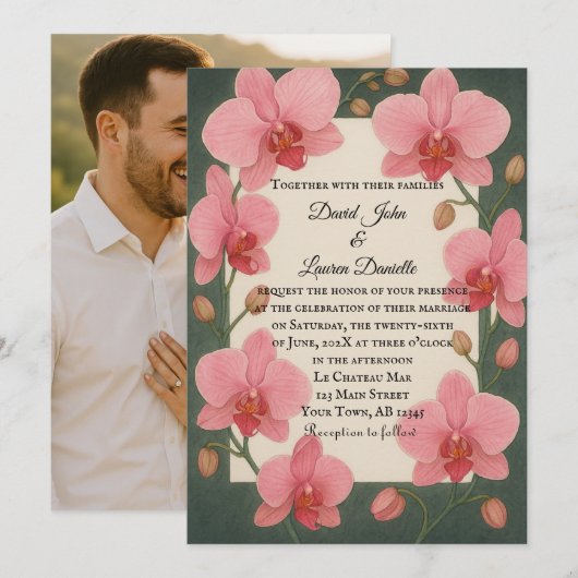 エバーアフター オーキッド フォト ウェディング 招待状 (正面/裏面)