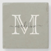 エバーグエレガントリーンフォグモノグラム ストーンコースター (正面)