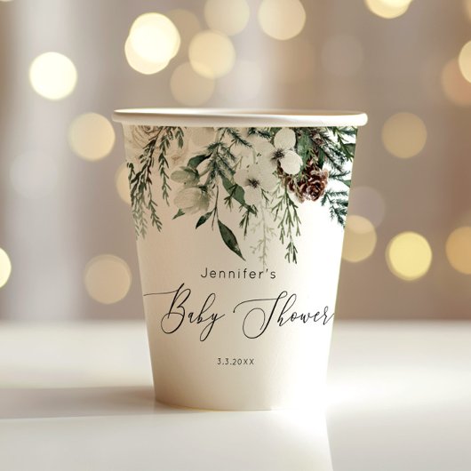 エバーグリエレガントンパインコーン赤ちゃんシャワー 紙コップ