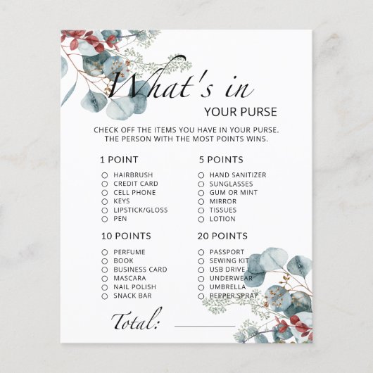 エバーグリーンあなたの財布の赤ちゃんシャワーゲームに何がある (正面)