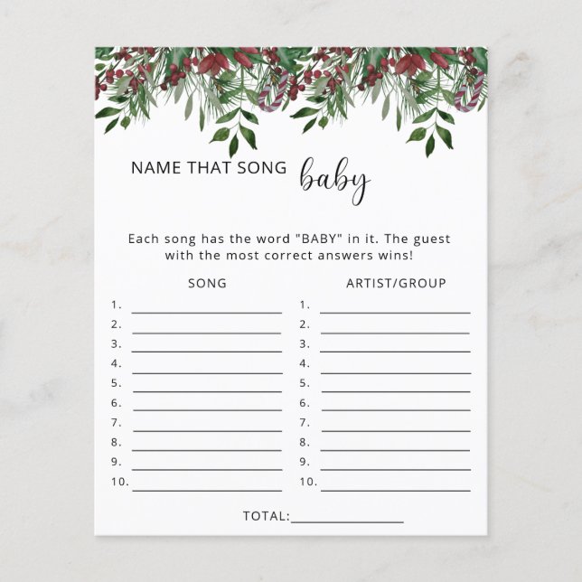 エバーグリーンその歌の赤ちゃんシャワーのゲーム (正面)