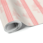 エバーグリーンとフラワーサックストライプオンコーラルピンク ラッピングペーパー (ロールコーナー)
