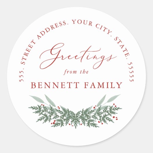 エバーグリーンとベリー、差出人住所 ラウンドシール (正面)