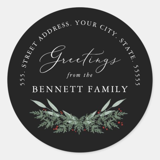 エバーグリーンとベリー、差出人住所 ラウンドシール (正面)