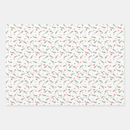 エバーグリーンとレッドホリデー ラッピングペーパーシート