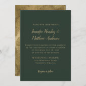 エバーグリーンと金ゴールド冬の結婚式の招待状 招待状 (正面/裏面)