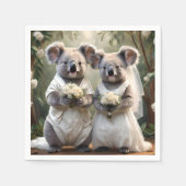 「エバーグリーンの誓い：白い結婚コアラの誓い」 スタンダードカクテルナプキン (正面)