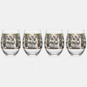 「エバーグリーンの誓い：白い結婚コアラの誓い」 ステムなしワイングラス (左)