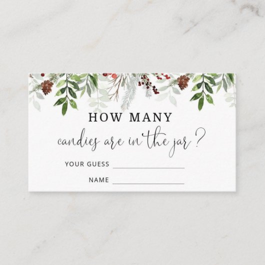 エバーグリーンは、キャンディカードの数を推測する エンクロージャーカード (正面)