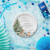 エバーグリーンアニマルウィンターオネダーランド誕生日 ペーパープレート (パーティー)