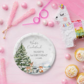 エバーグリーンアニマルウィンターオネダーランド誕生日 ペーパープレート (パーティー)