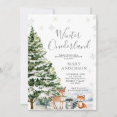 エバーグリーンアニマル冬オネダーランド1歳の誕生日 招待状 (正面)