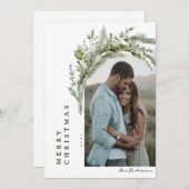 エバーグリーンアーチフォトクリスマスカード 招待状 (正面/裏面)