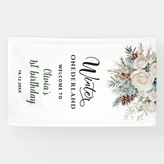 エバーグリーンウィンターオネダーランドファースト誕生日へようこそ 横断幕 (横)