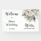 エバーグリーンウィンターオネダーランドファースト誕生日へようこそ 横断幕 (横)