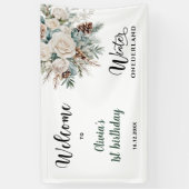 エバーグリーンウィンターオネダーランドファースト誕生日へようこそ 横断幕 (縦)