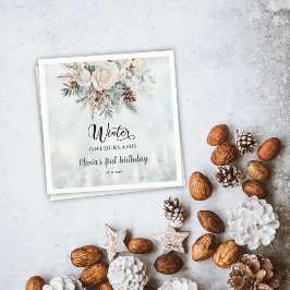 エバーグリーンウィンターオネダーランドファースト誕生日 スタンダードカクテルナプキン