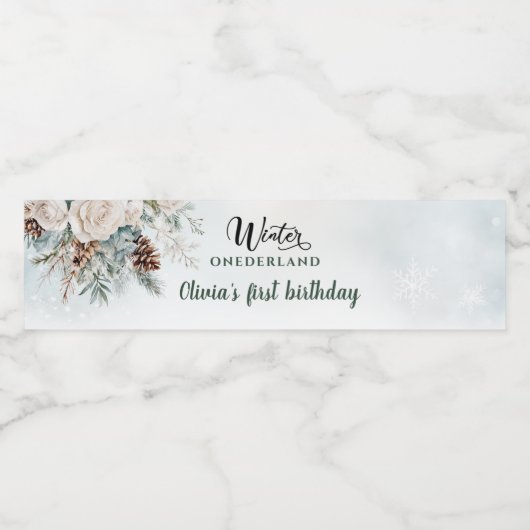 エバーグリーンウィンターオネダーランドファースト誕生日 ペットボトルラベル (シングルラベル)